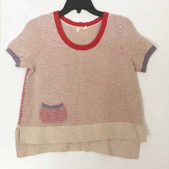 Anthropologie Tops - Antropologie MOTH Color-Block Hi-Low Knit Tee